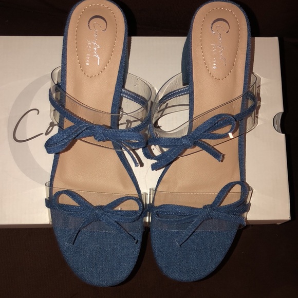 Comfort Denim Bow Heels - Picture 8 of 11